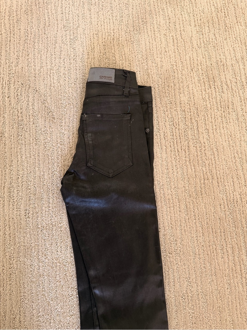 Carmar Women's Black Skinny Jeans - Coated Finish